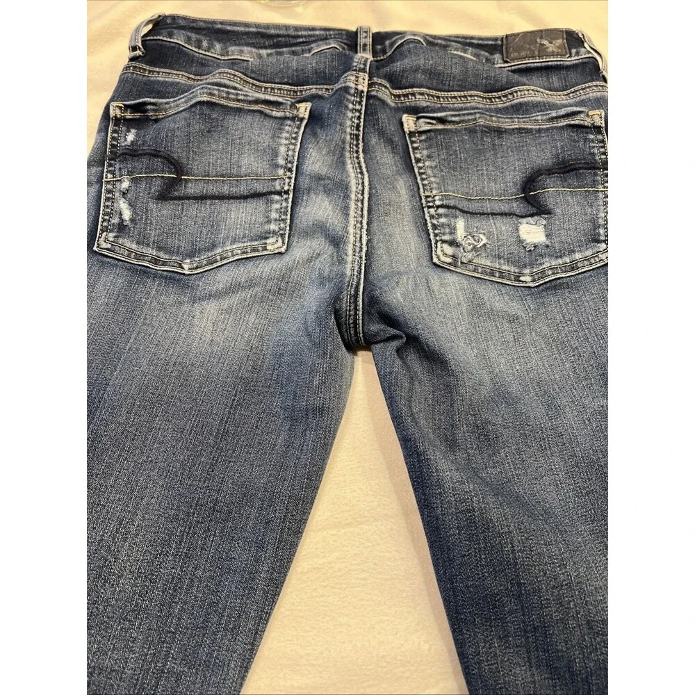 Women’s American eagle jeggings distressed destroyed medium wash size 8 regular - Picture 13 of 14